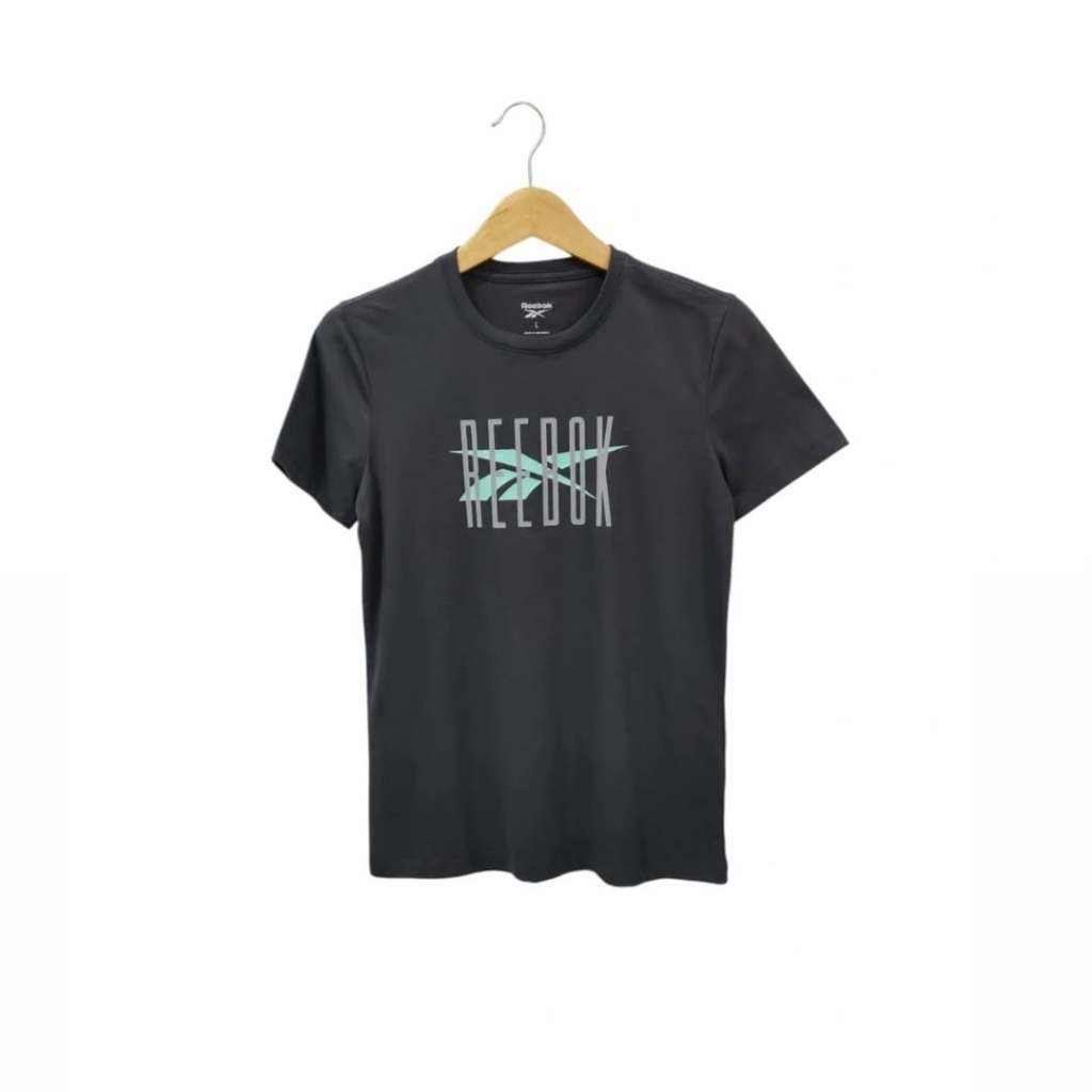 Reebok baju kaos kasual wanita Ree Women Tshirt dark grey original BNWT