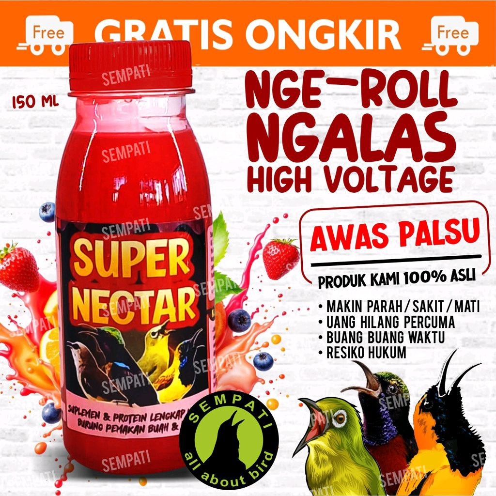 Super Nectar Nektar 150ml Vitamin Suplemen Protein Burung Sogon Konin Ninja Kolibri Trucuk Trucukan 