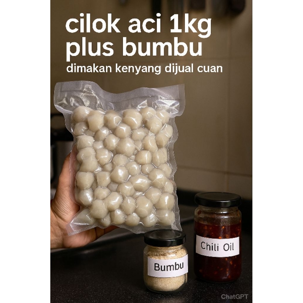 

Cilok Aci Mentah 1kg Plus Bumbu & Chili Oil – Siap Masak, Camilan Kenyal, Cocok untuk Jualan & Stok Rumahan