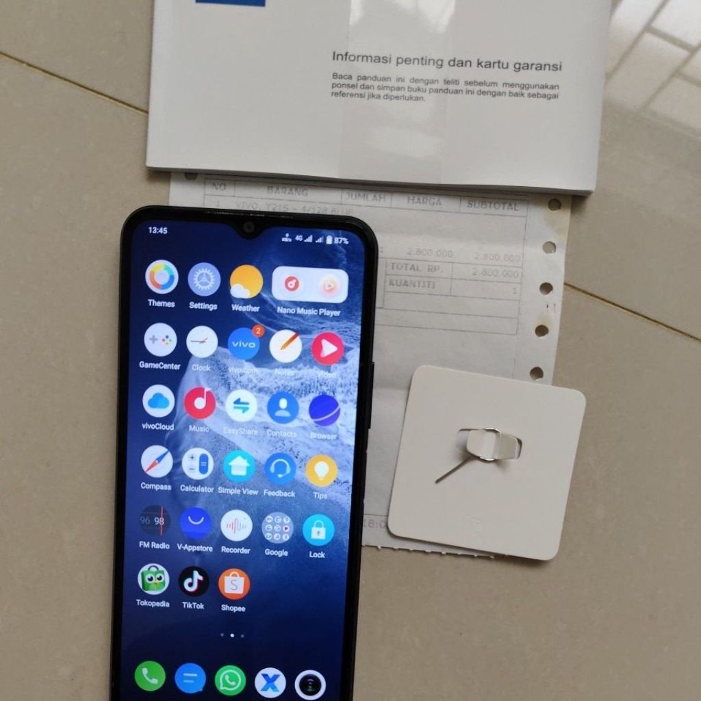 Hp Second Smartphone Android 13 Memori 128GB Vivo Y21S Midnight Blue Mulus Seperti Baru