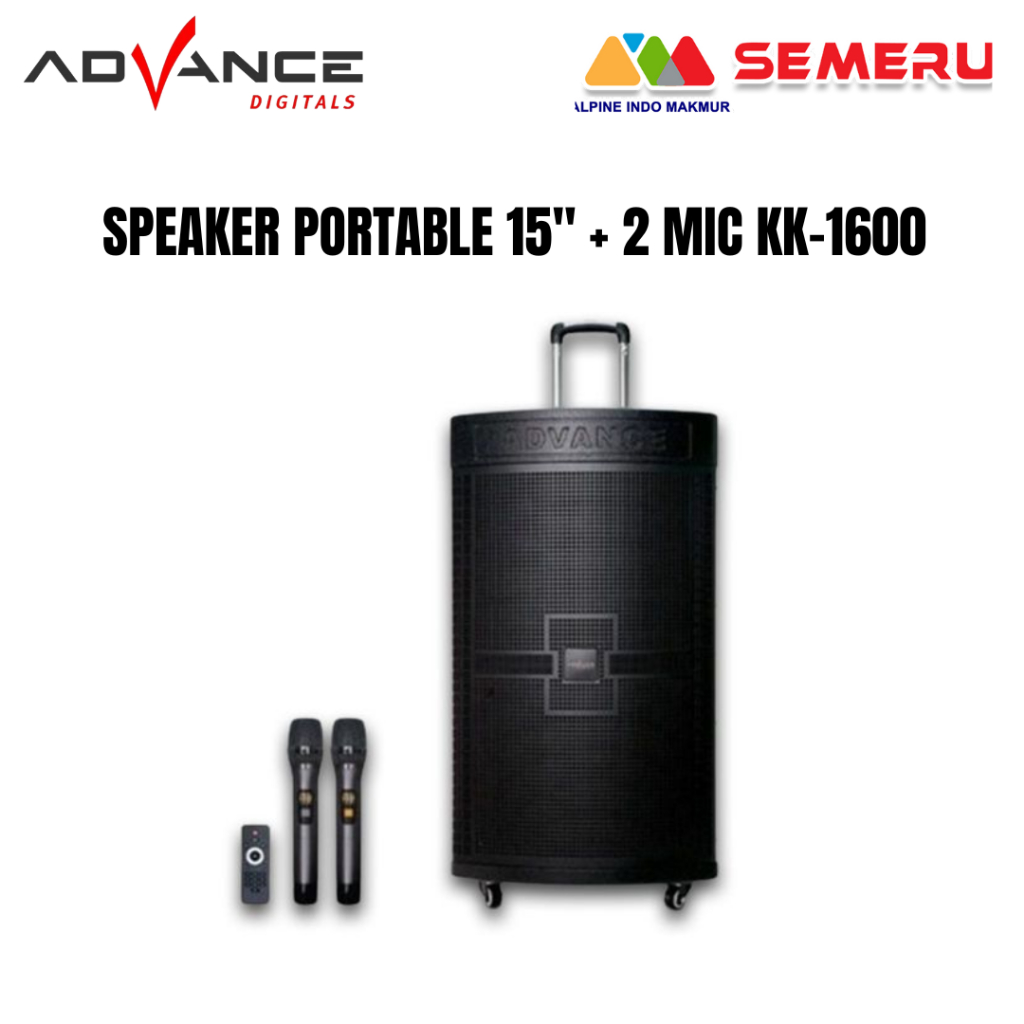 ADVANCE SPEAKER PORTABLE 15" + 2 MIC KK-1600