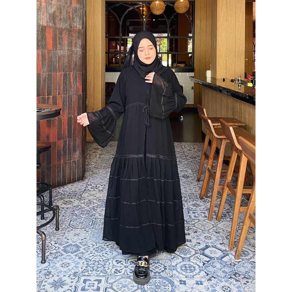 Abaya Melinda By Toko Laris Rompi Hitam Jettblack