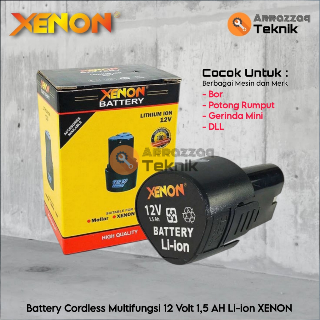 Baterai 12V XENON Batre Multifungsi Battery Bor Cordless Potong Rumput Gurinda Mini 12 Volt 1,5 AH L