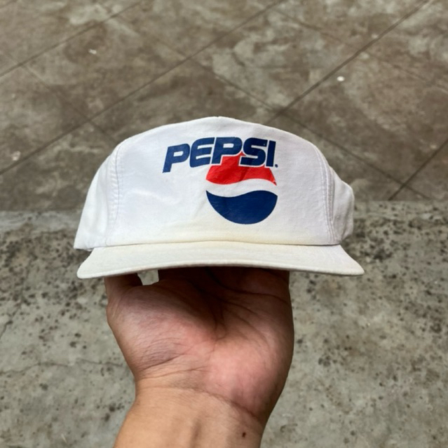 Vintage Hat Pepsi Logo White Cotton Cap Snapback Adjustable