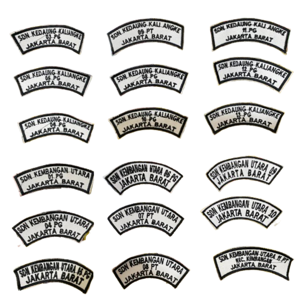 READY STOK Bordir Nama Sekolah Jakarta Barat, Bordir Lokasi Sekolah Jakarta Barat