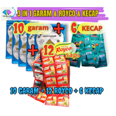 

Paket Hemat Garam Dapur 3 in 1 Garam 10 pcs 12 Royco 6 Kecap