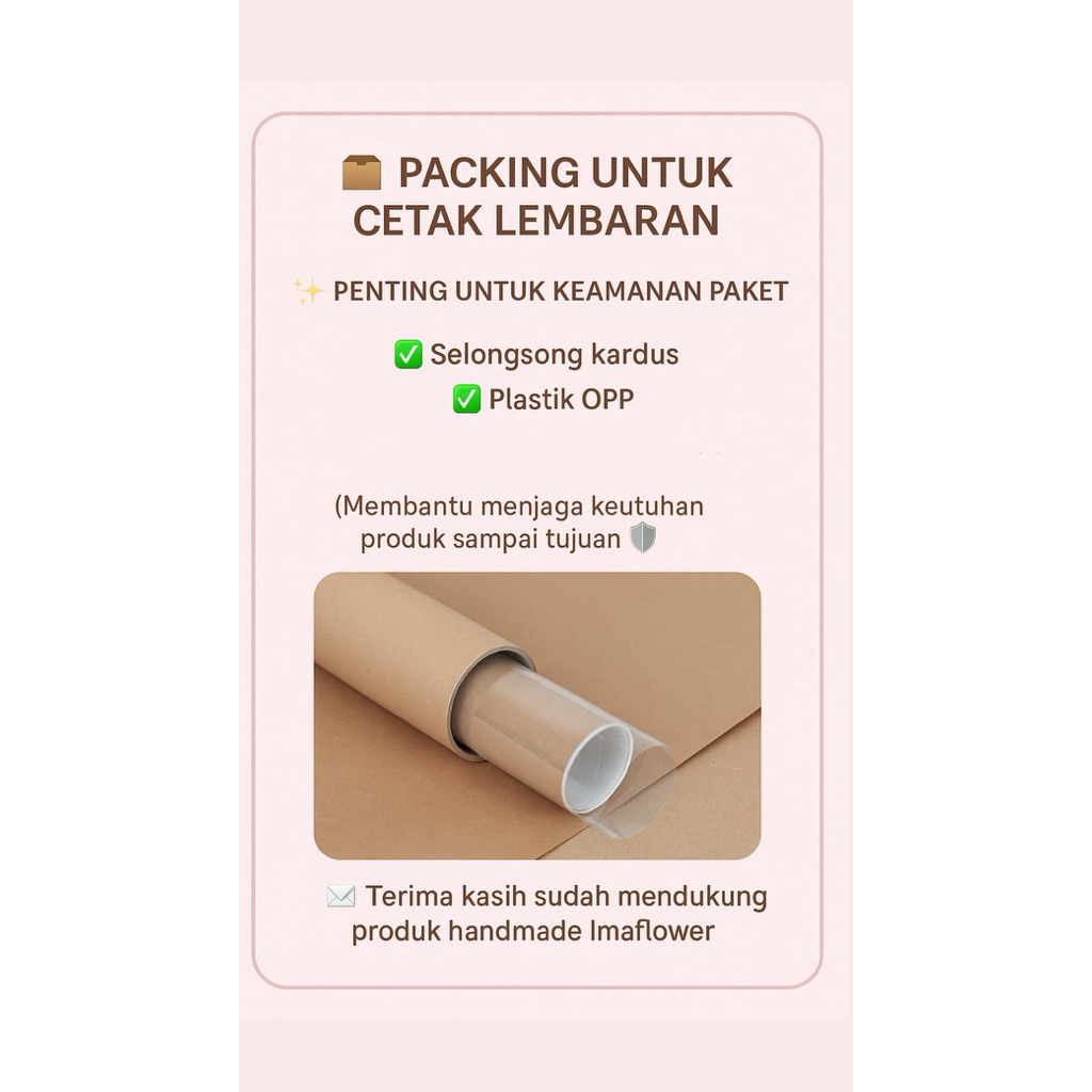

Packing Aman Poster Lembaran - Selongsong Kardus / Kardus Biasa + Plastik OPP