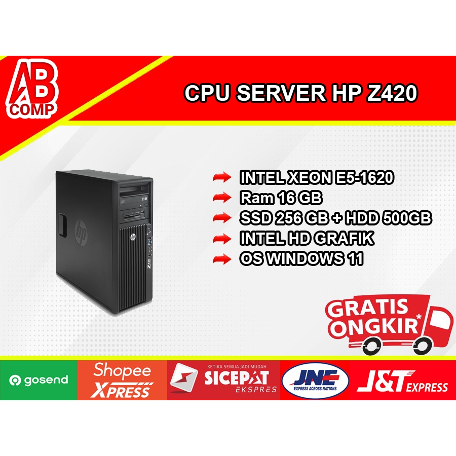CPU SERVER HP Z420 XEON E5-1620 RAM 16GB SSD 256 + HARDDISK 500GB