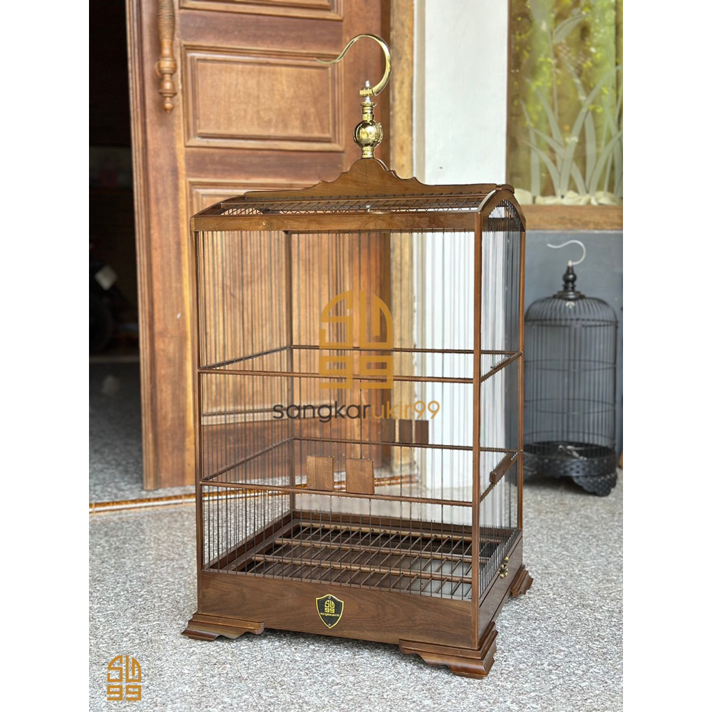 Sangkar kotak, sangkar kenari, bahan kayu jati