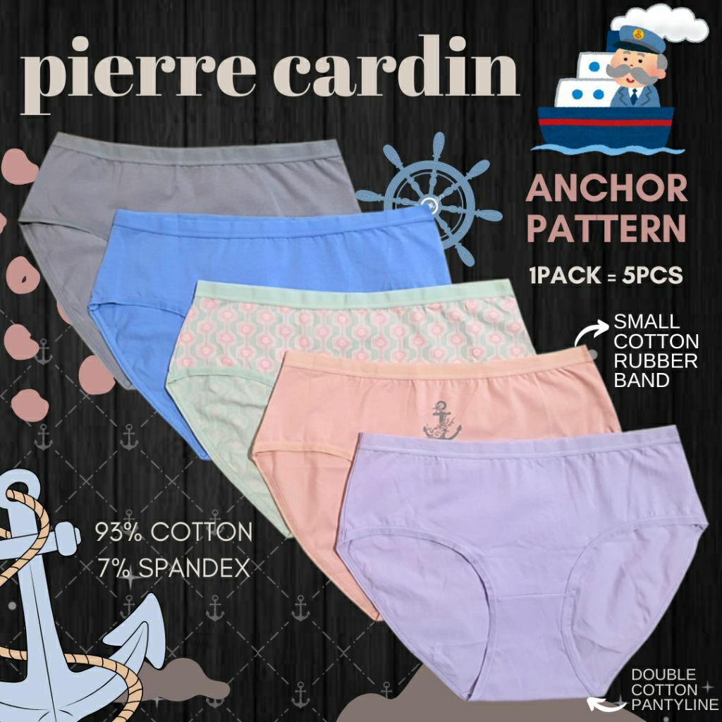 pierre cardin basic anchor pattern panty pack/celana dalam wanita katun jumbo bigsize