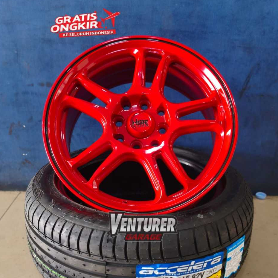 PAKET  VELG PLUS BAN RING 15 UNTUK MOBIL BRIO YARIS SIGRA CALYA AVANZA HSR NX SPO R15 WARNA MERAH