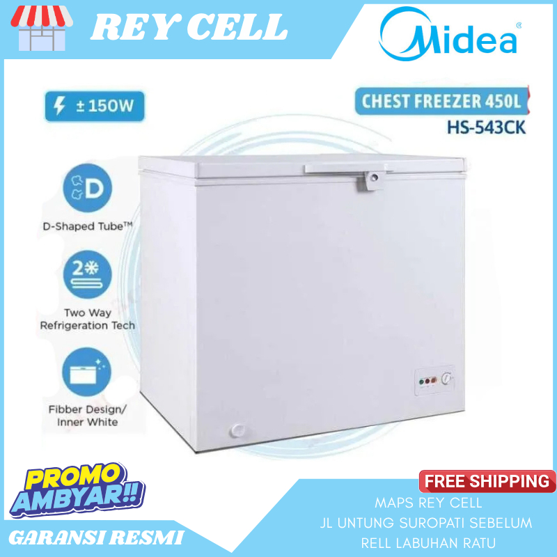 BIG PROMO MIDEA HS 543 CK CHEST FREEZER BOX HS543CK LEMARI PEMBEKU 500 LITER