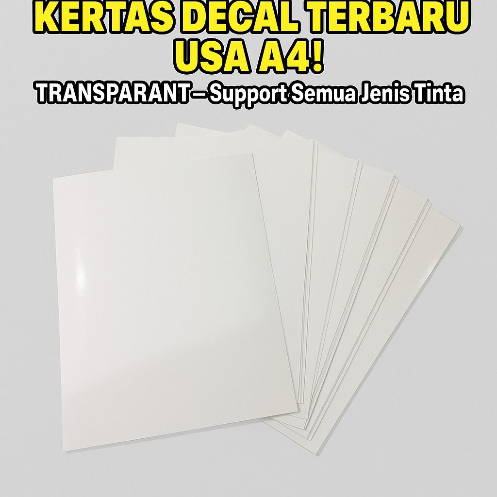

Kertas Water Slide Decal Paper USA A4 150 Gram Transparan