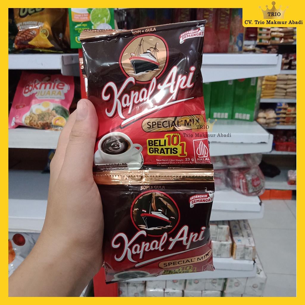 

Kopi kapal Api Mix 23g satu renteng isi 10 sachet
