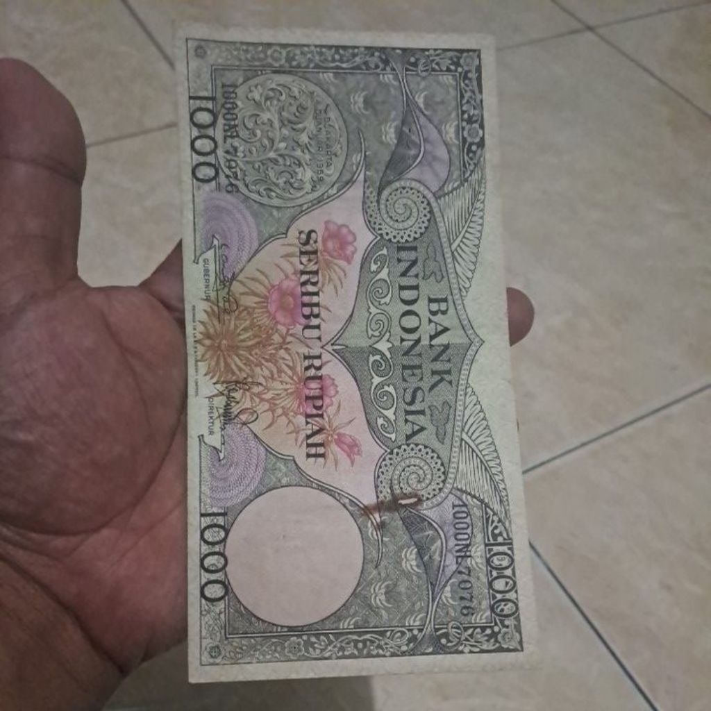 uang pecahan 1000 seri bunga 1958 masih bagus