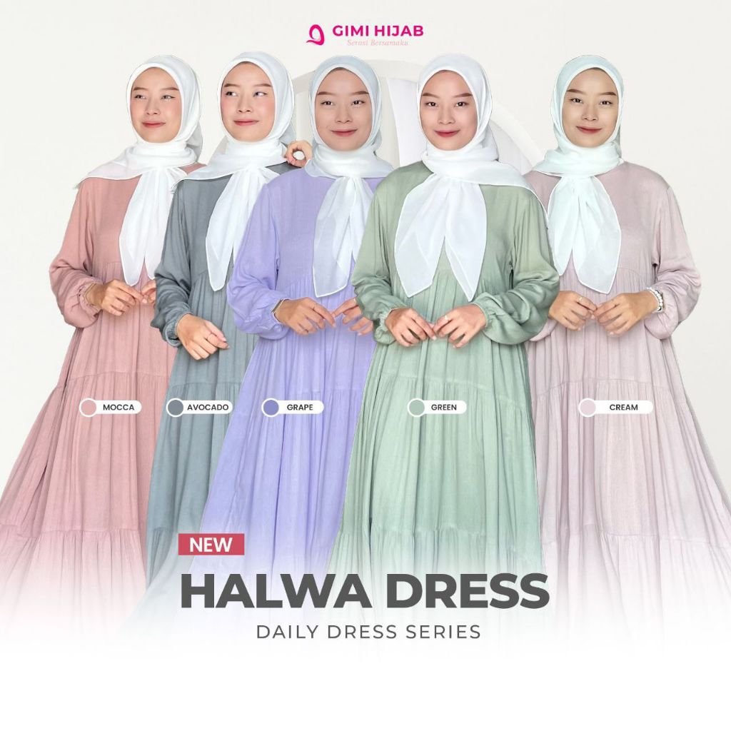Halwa Dress Gamis Murah Gimi Hijab / Gamis Kekinian