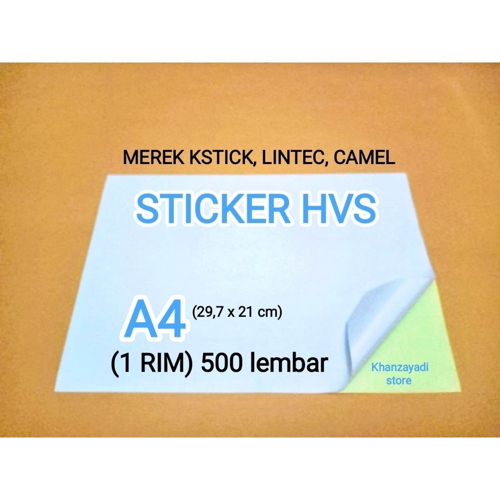 

Kertas stiker Hvs A4 (1 RIM) isi 500 lembar / sticker Hvs putih (doff/matte) A4 Premium high quality