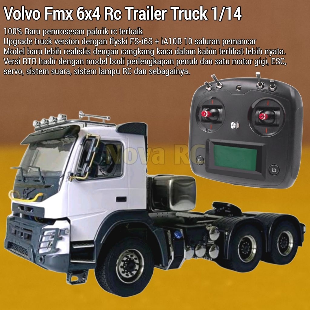 VOLVO FMX 6x4 RC Trailer truck 1/14 JDM 3 sumbu roda