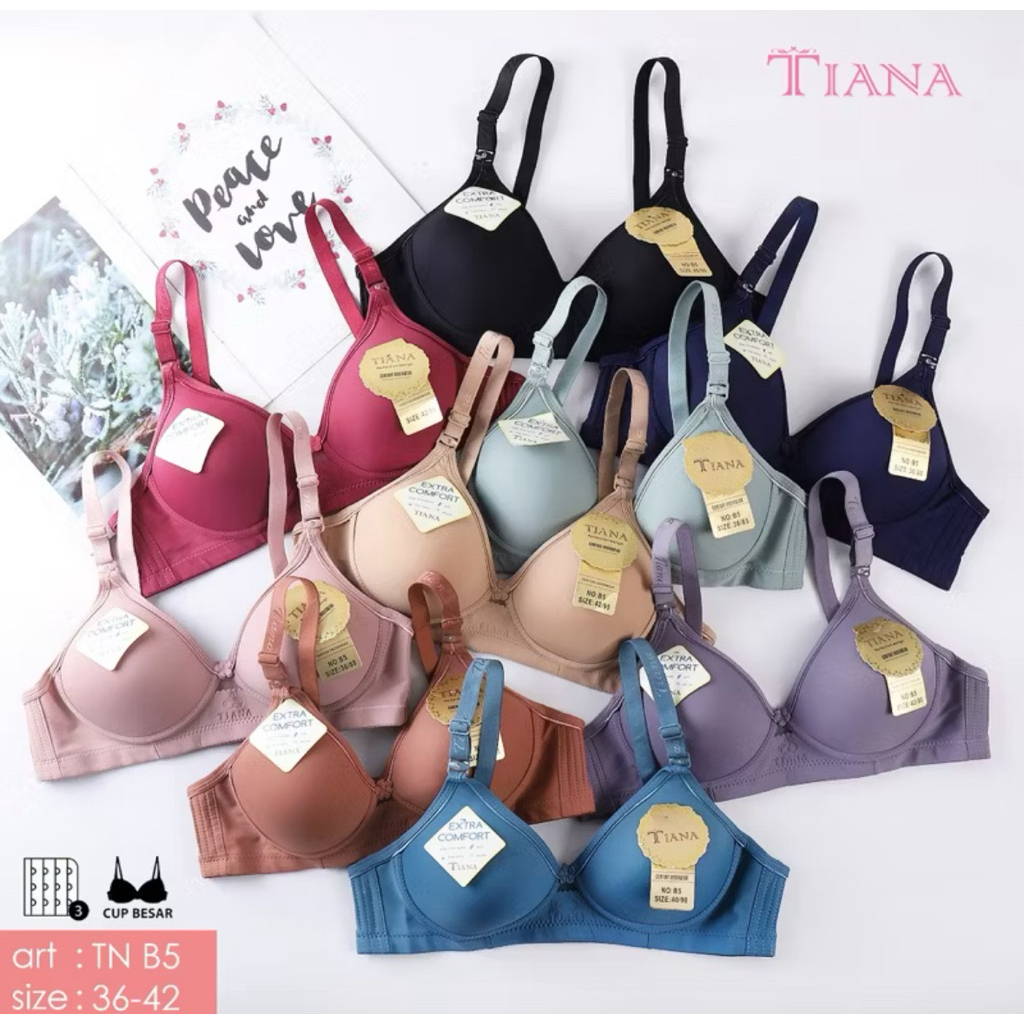 BH BRA TIANA Cup Besar Busa Sedang Tanpa Kawat Kait 3 | Bh CUP B 36-42