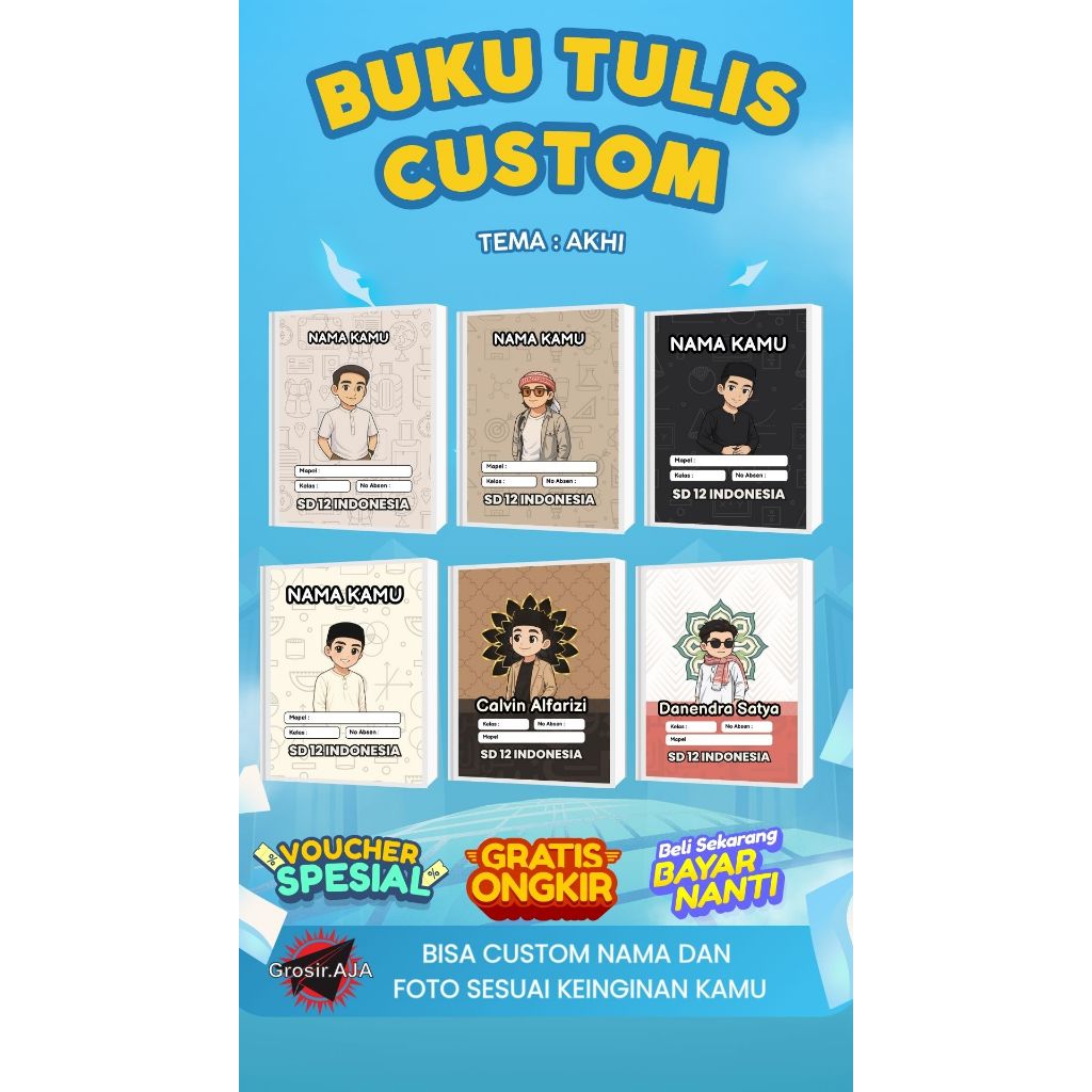 

[PROMO !!] BUKU TULIS SEKOLAH CUSTOM (BISA PAKAI FOTO SENDIRI) TEMA : AKHI