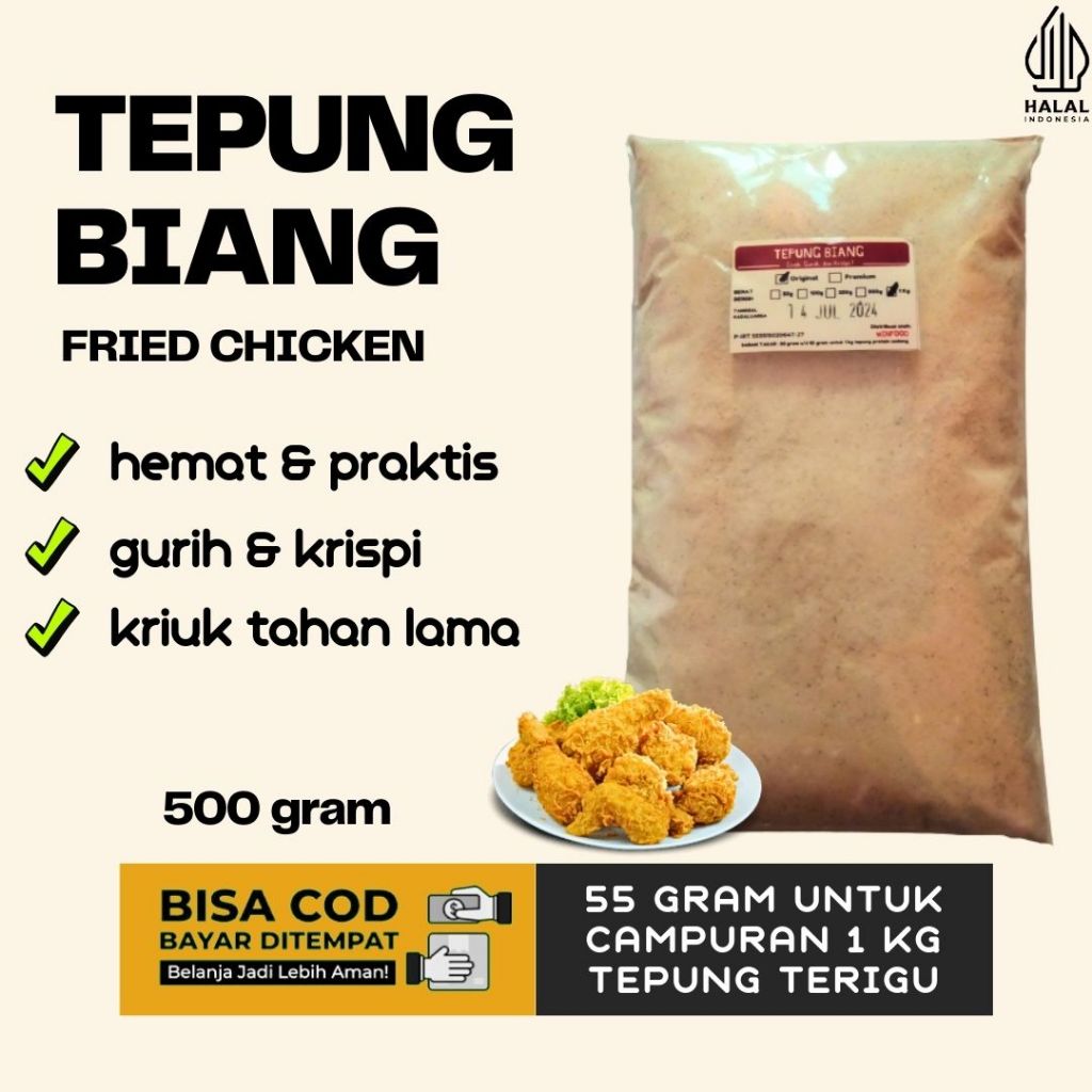 

Tepung Biang Bumbu Marinasi Fried Chicken Ayam Geprek 500 Gram