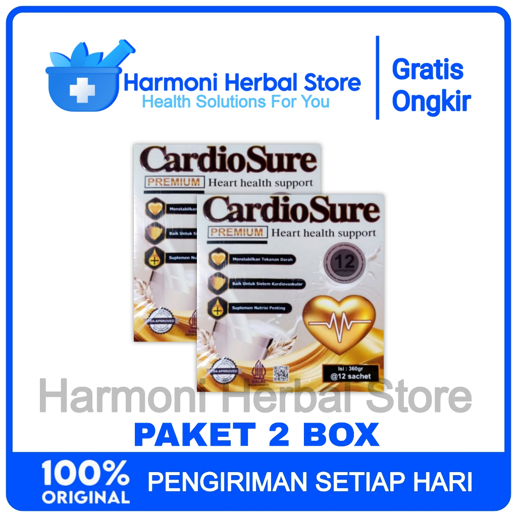 

2 Box Cardiosure Susu Obat Hipertensi Jantung Koroner Stroke Kolesterol Asam Urat Original Asli
