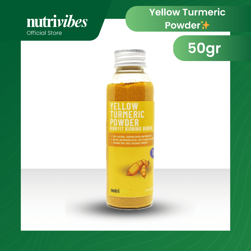 

Kunyit Kuning Bubuk / Yellow Turmeric Powder 50gr - Nutrivibes