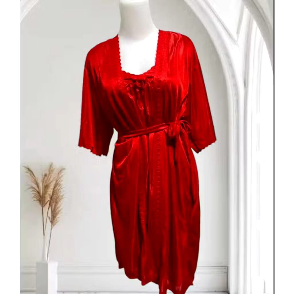 Baju Tidur Wanita Dewasa Lingerie Sexi Kimono Tricot Bahan Satin