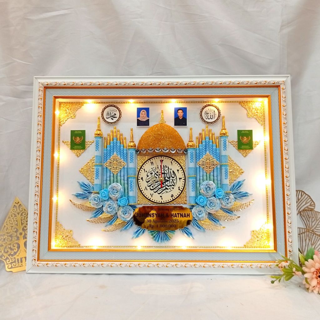 Mahar Pernikahan Masjid Ukuran 45x60 cm / Mahar Islami / Mahar Jam