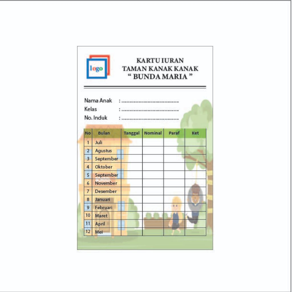 

KARTU KAS ANAK SEKOLAH ( minimal 40 ) (BISA CUSTOM) KERTAS BC 200gsm