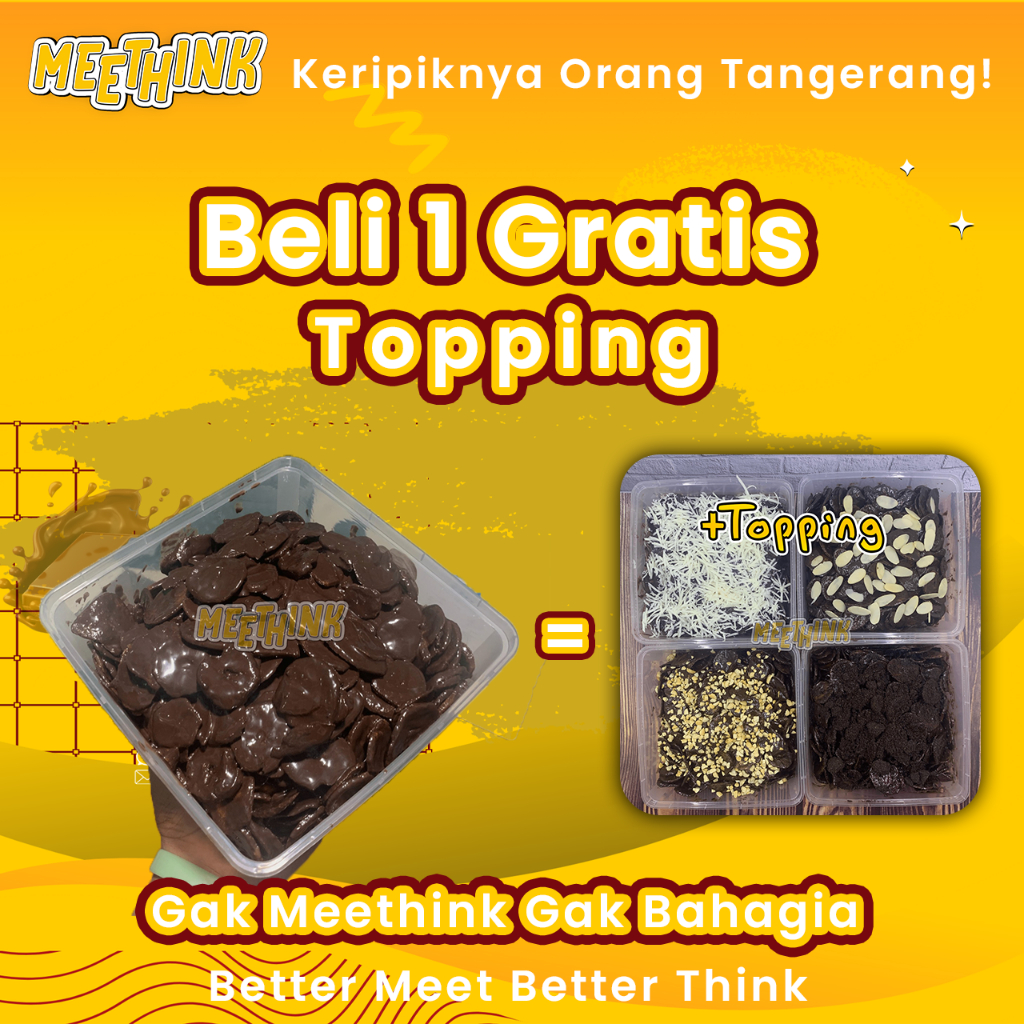 

BEST SELLER! Keripik Pisang Cokela Lumer FREE TOPPING | Bebas Pilih Topping By MEETHINK CHIPS
