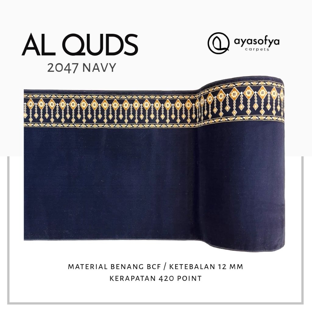 Karpet Masjid Turki Al-Quds Premium Tebal 12mm Motif Polos Elegan – Per Meter / Roll