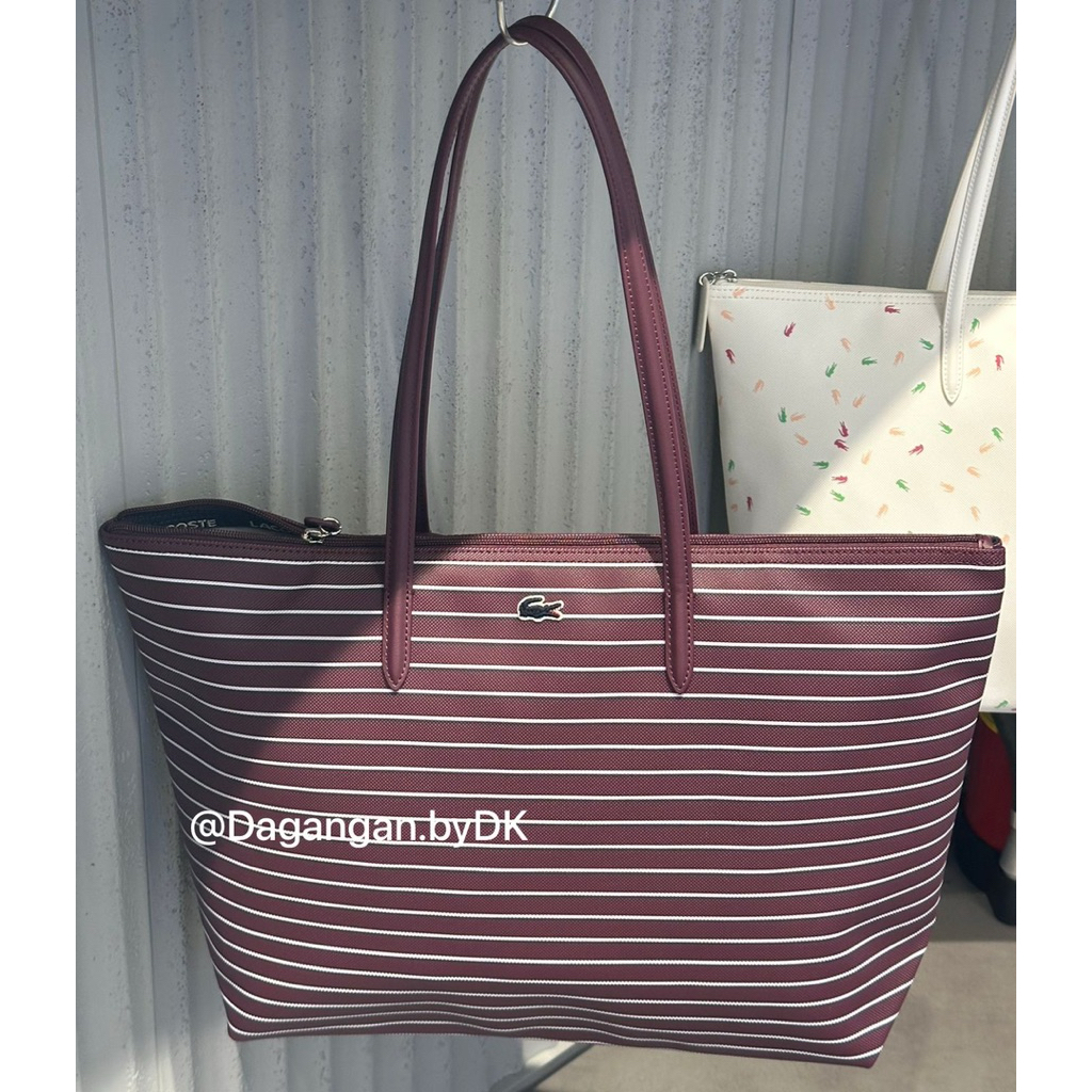 Tas Tote Bag Lacoste Original 100% Red White Line