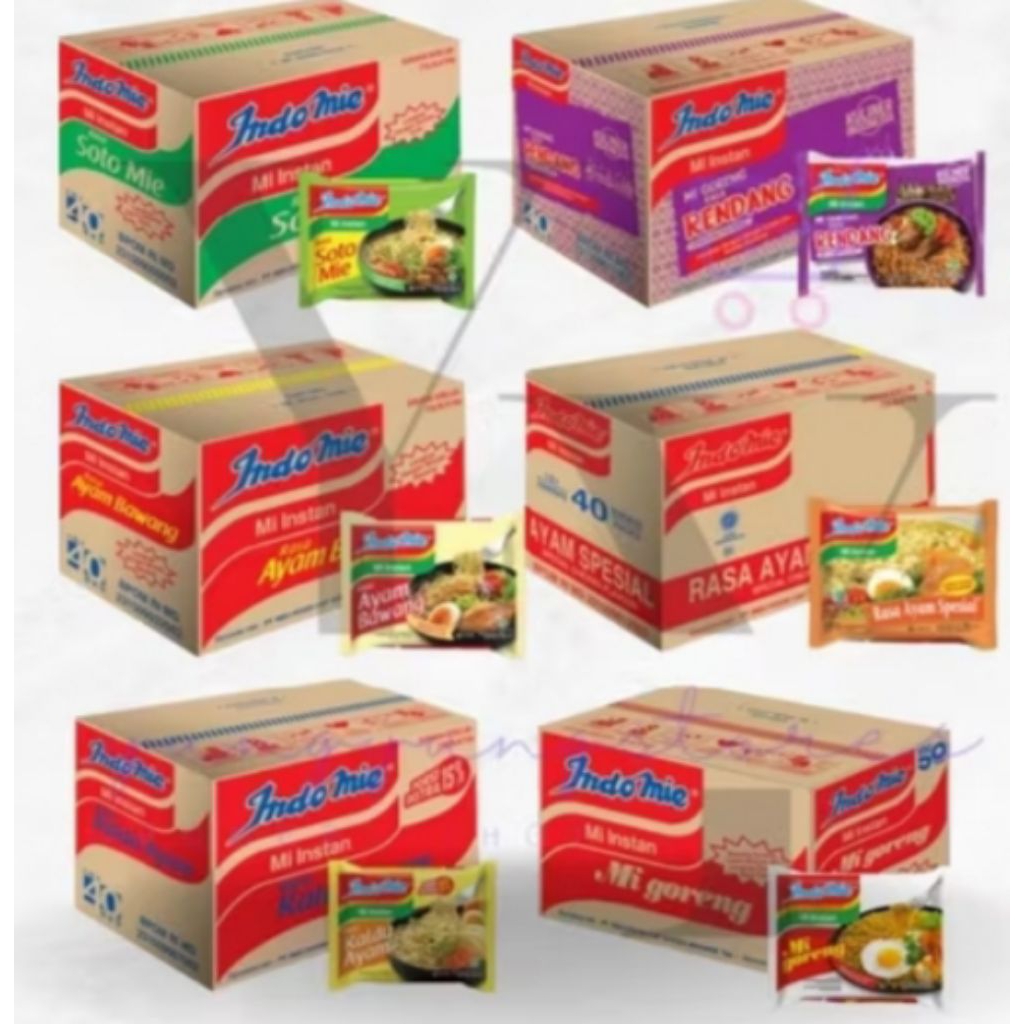 

Indomie goreng/soto/ayam bawang/kari/rendang [dus]isi 40pcs