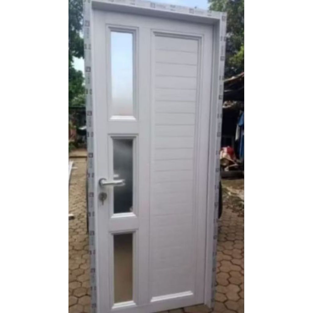 kusen+pintu alumunium 3 in ukuran L 90 x 200 gratis Peking kayu