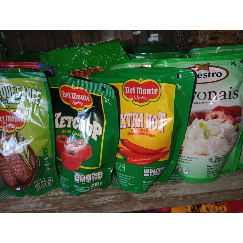 

DEL MONTE BARBEQUE SAUCE/KETCHUP SAOS TOMAT/EXTRA HOT CHILLI SAUCE/MAESTRO MAYONAIS