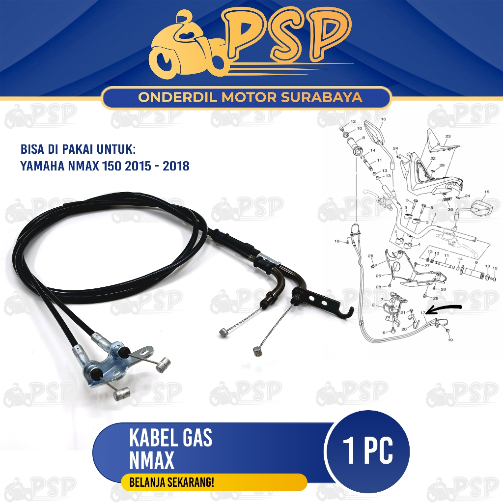 Kabel Gas Nmax - Cabel Cable Seling Tali Kawat Throttle Iner Gas Yamaha N Max NMax Old