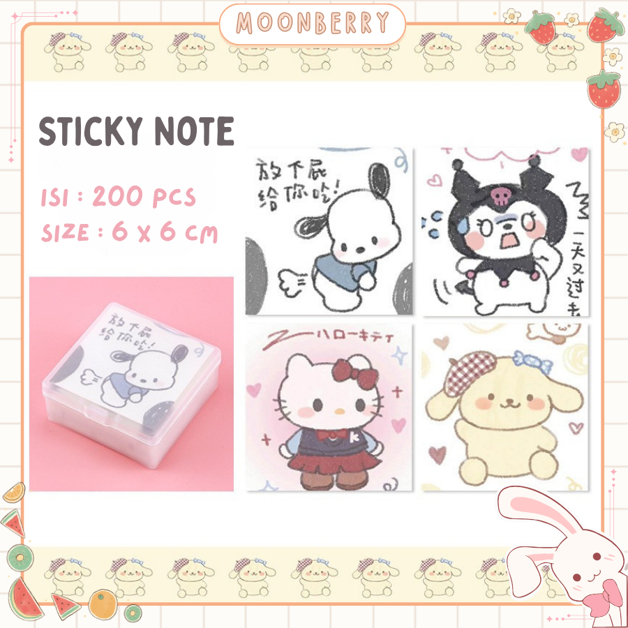 

Kertas Memo 200 Pcs Sanrio / Sticky Note Motif Kuromi Lucu