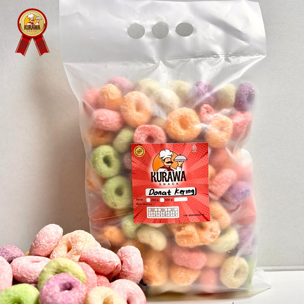 

PROMO Donat kering manis warna warni 1 kantong FREE BOX KARDUS cemilan snack manis