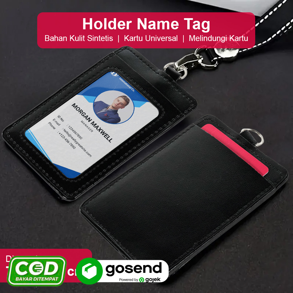 

Name Tag Kulit Card Holder ID Card bisa 2 slot kartu