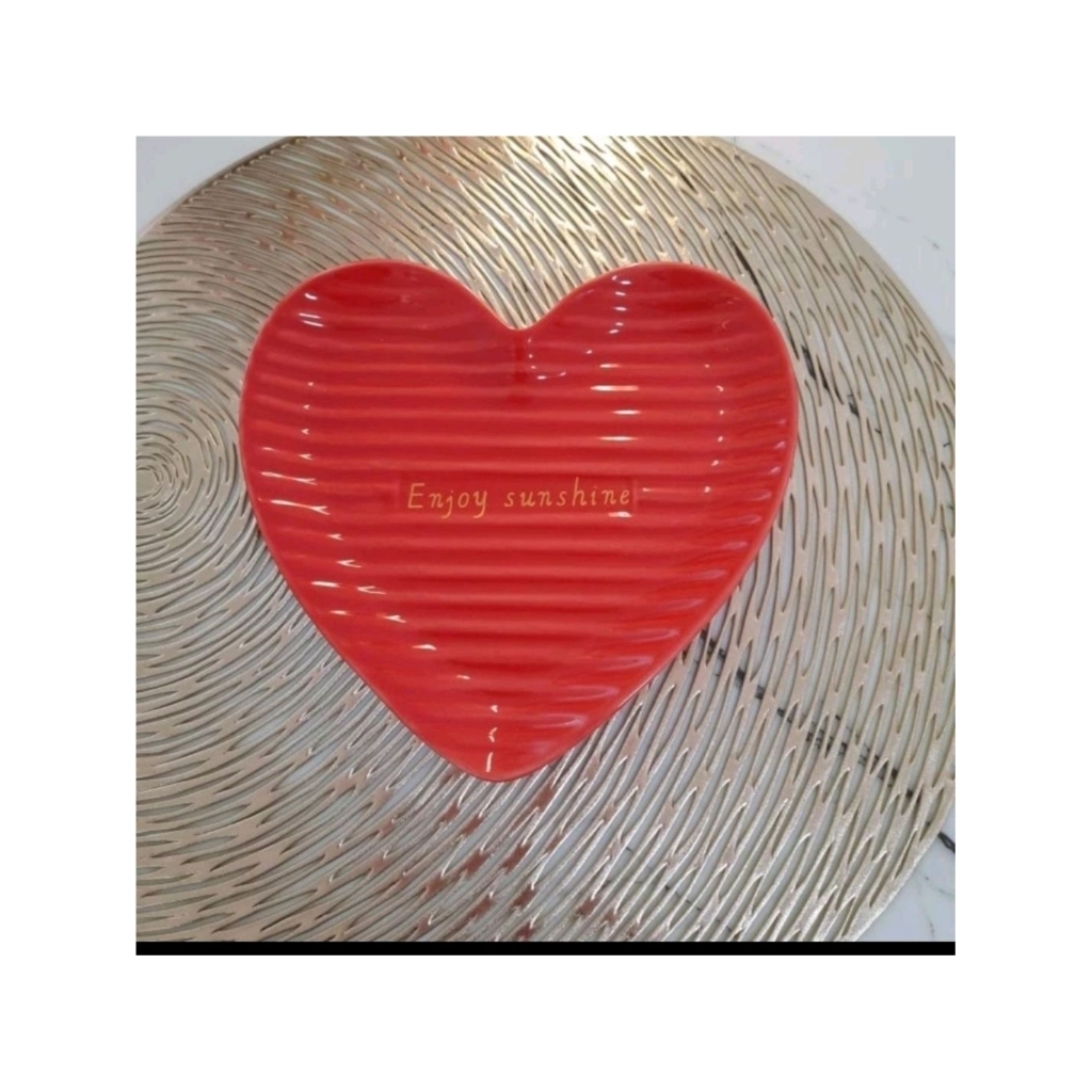 Piring Love Enjoy Sunshine Porselen Heart Mangkuk Heart Pisin Cake Kue