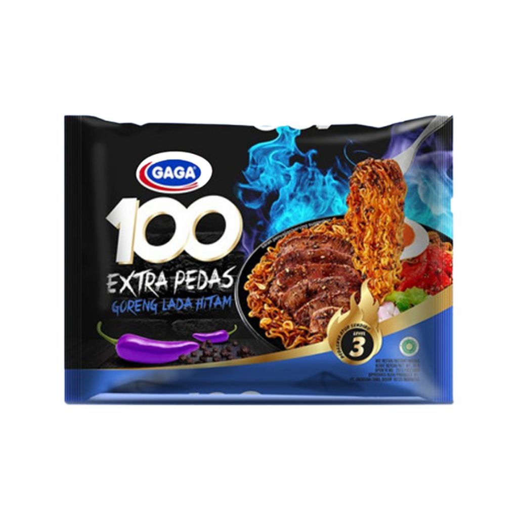 

Mie Gaga 100 Instan Extra Pedas Goreng Lada Hitam/85 gr/Instan