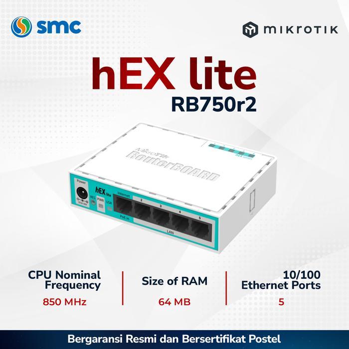 MikroTik hEX lite (RB750r2) RouterBoard dengan Adaptor