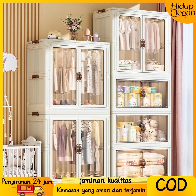 lemari lipat untuk baju lemari penyimpanan barang lemari pakaian anak lemari anak plastik  lemari ba
