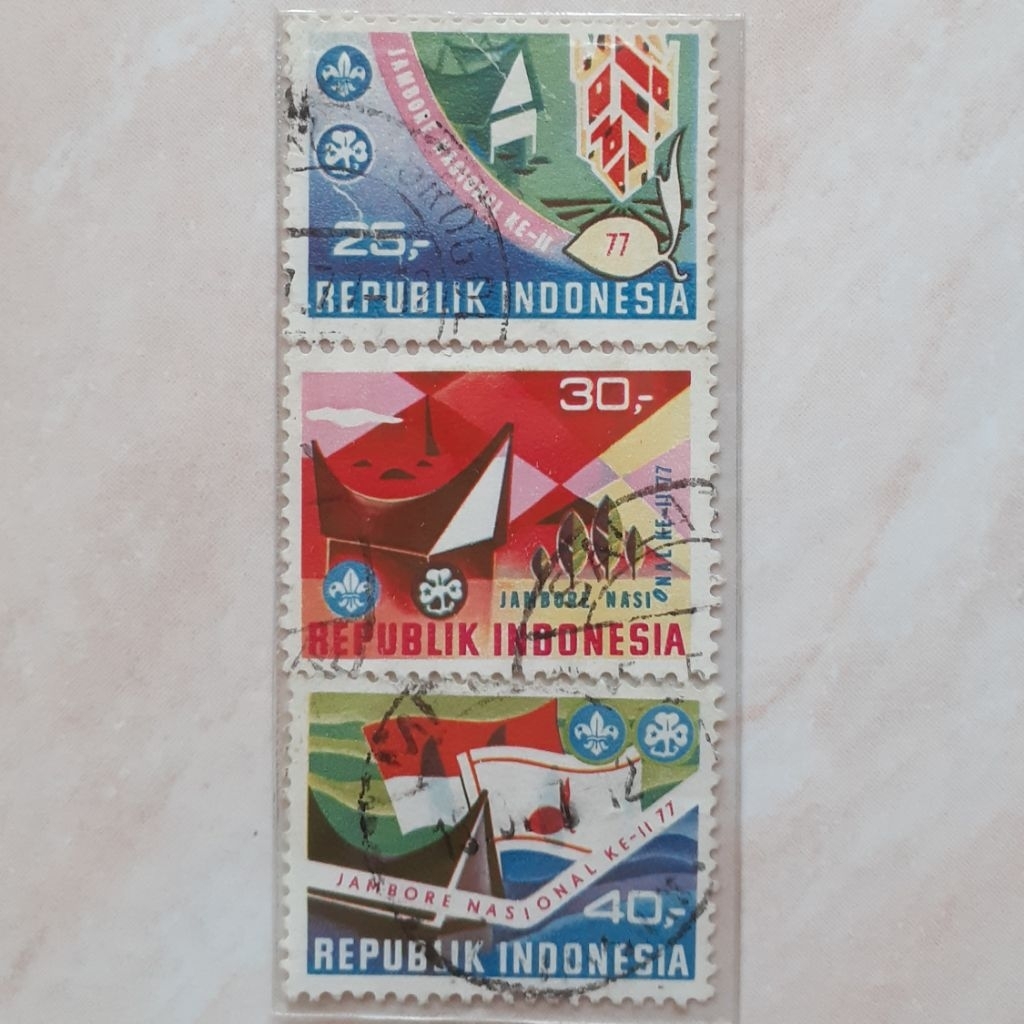 

(A) Perangko Indonesia Jambore Nasional Tahun 1977 set lengkap 3pcs