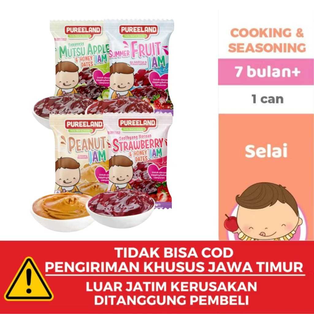 

PUREELAND SELAI KACANG KURMA SUMMER FRUIT KOREAN STRAWBERRY/SELAI ANAK MPASI