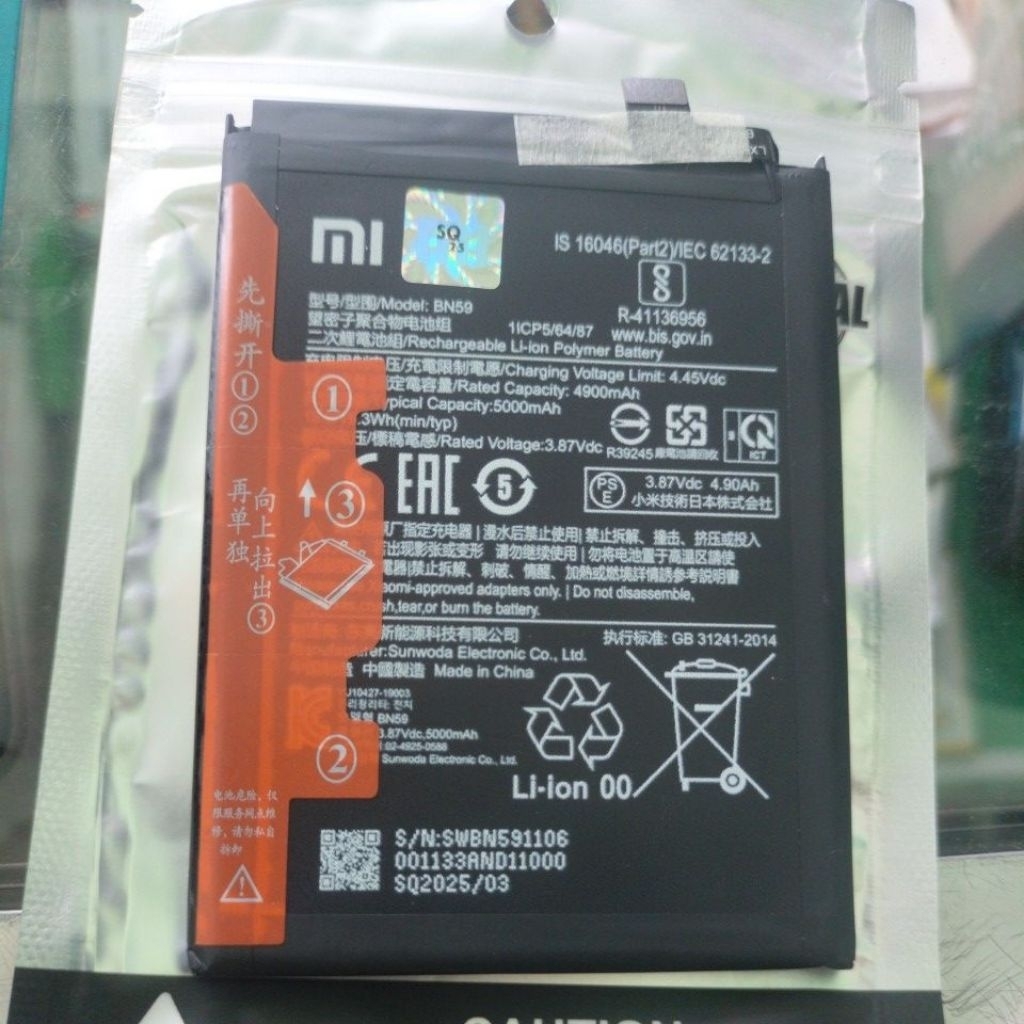 Baterai BN59 Redmi note 10 / note 10s Baru