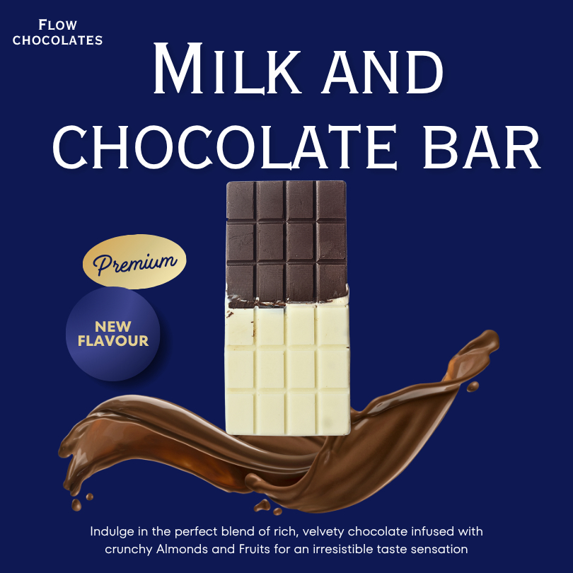 

Flow Chocolates Milk & White Mix Chocolate Bar – Premium Susu dan Cokelat Putih 60g
