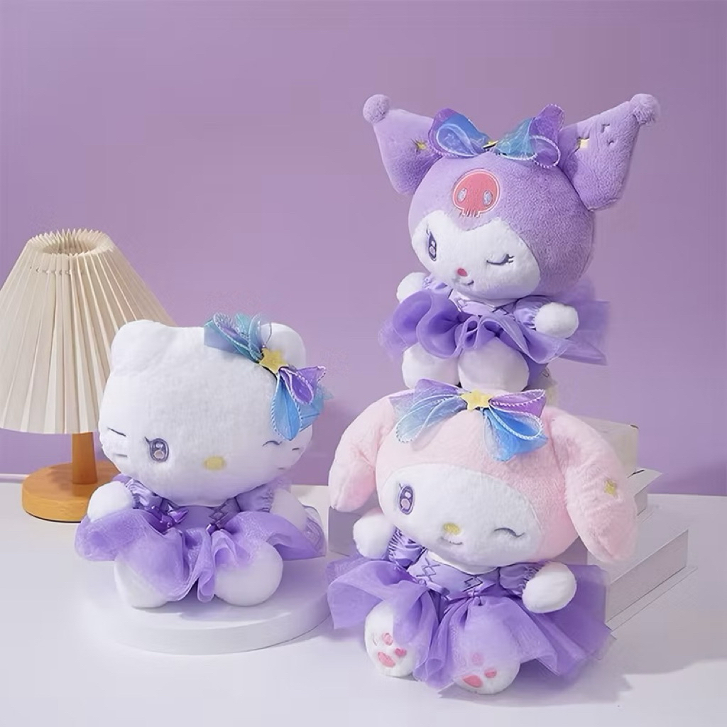 Boneka cinnamoroll melody kuromi hello kitty new color lilac import plush toy