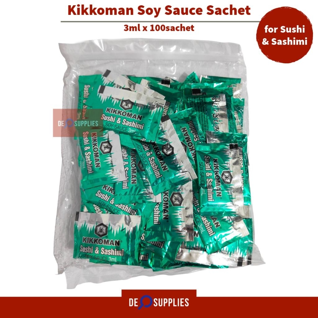 

[1Pak] Kikkoman Shoyu Soy Sauce Sachet 3ml x 100pcs - Kecap Asin Sushi Sashimi Jepang Mini